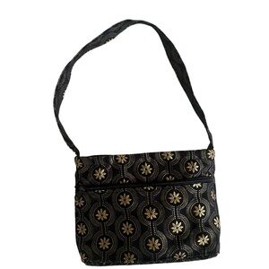 Black and Gold Floral Crossbody Bag